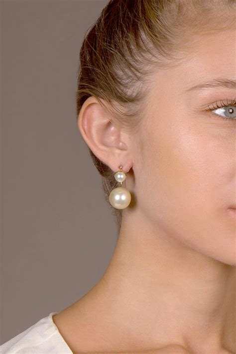 dior hoops silver|dior pearl earrings.